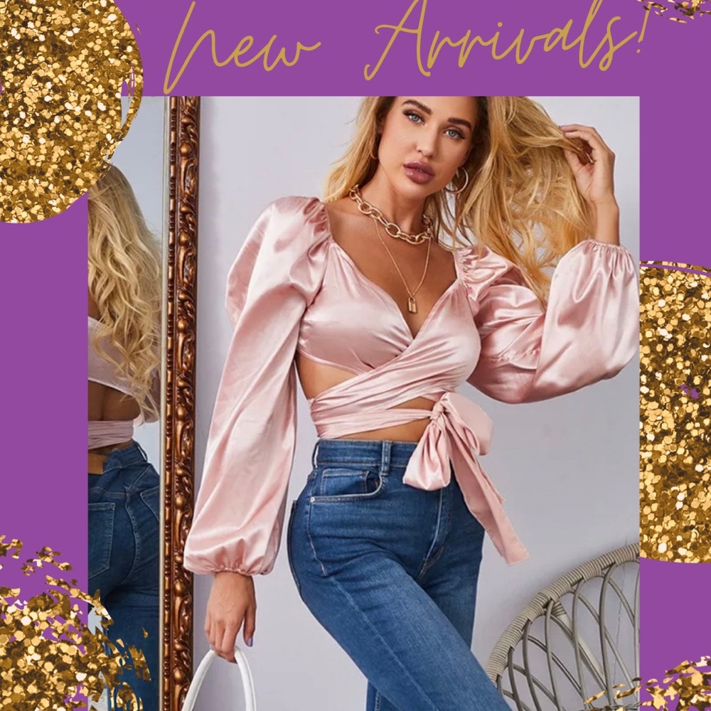 Chic new women’s satin wrap crop top